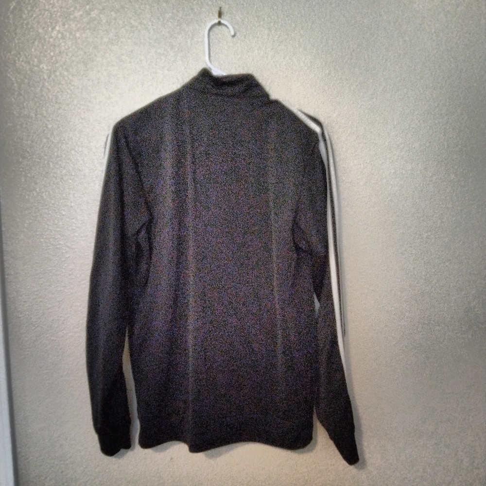 Adidas Men's Black  zip up sweatshirt with White Stripes on arms - Picture 4 of 7